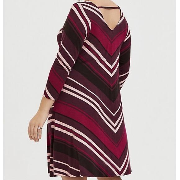 Torrid burgundy stripe jersey mini trapeze dress - Picture 4 of 9